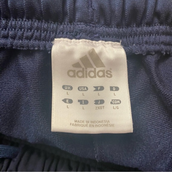 Adidas Three Stripes Navy Blue Red Stripes Warm Up Draw String Pants L - Picture 7 of 8